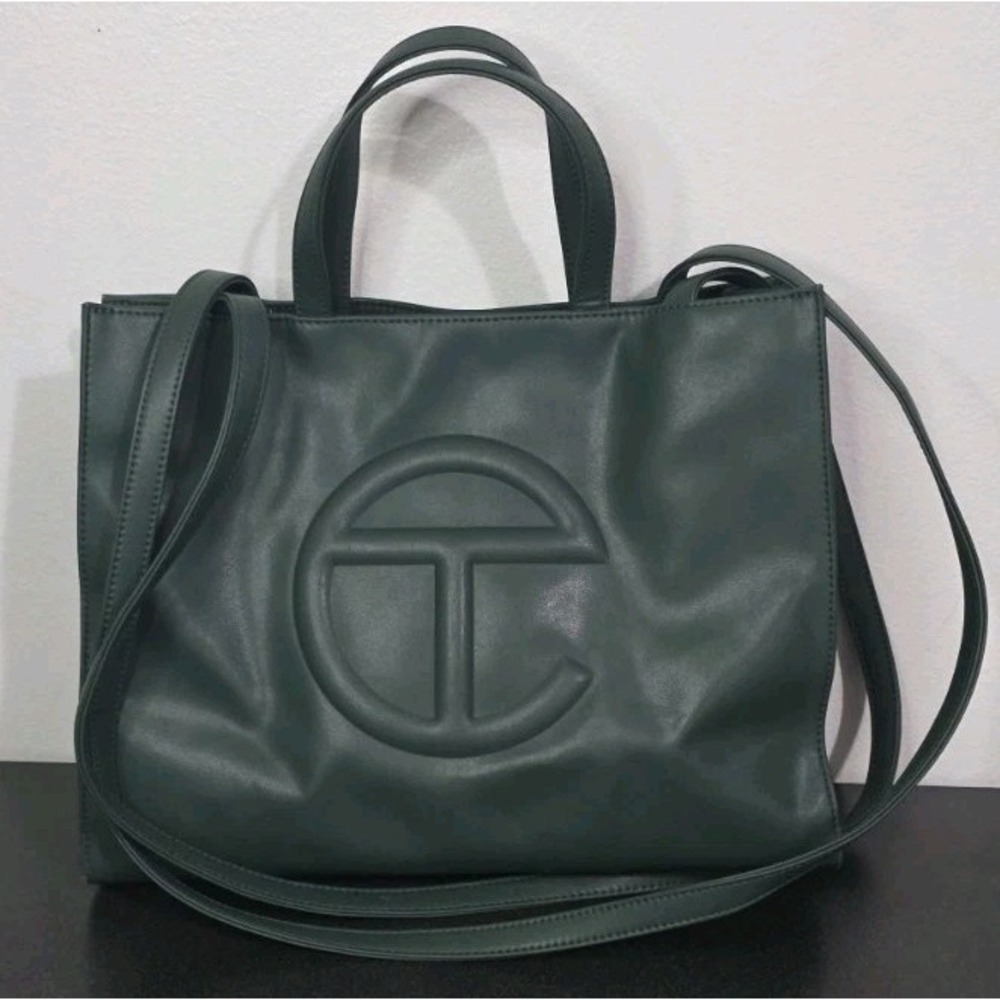 Telfar Medium Shopping Bag Hunter Green Tote Bag Purse Shouldler EUC